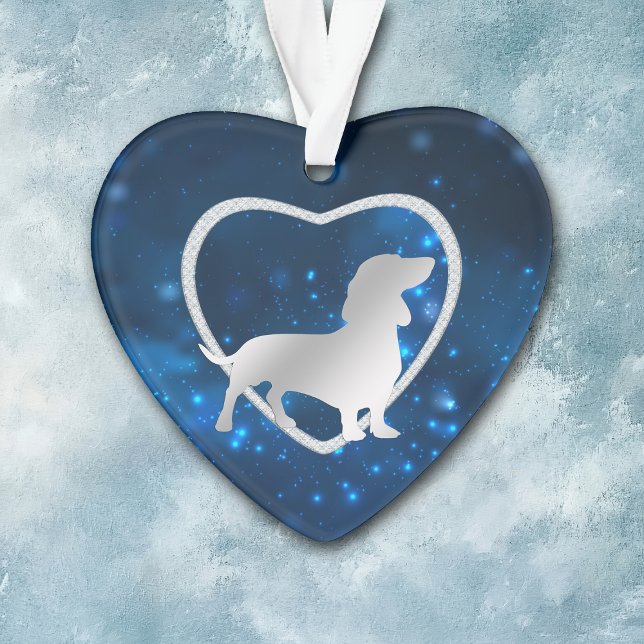 Blue Star Lights Dachshund Dog Ornament (Creator Uploaded)