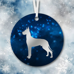 Blue Star Lights Great Dane Christmas Metal Tree Decoration
