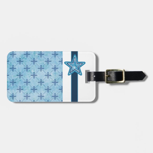 Blue Star Luggage Tag Template (Front Horizontal)