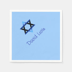 Blue Star of David Bar Mitzvah, Custom Napkin