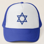 Blue Star of David Bar Mitzvah custom Trucker Hat<br><div class="desc">Blue Star of David Bar Mitzvah custom design,  featuring the Star of David in blue on white background. Simple and modern design for your Bar Mitzvah celebration.</div>