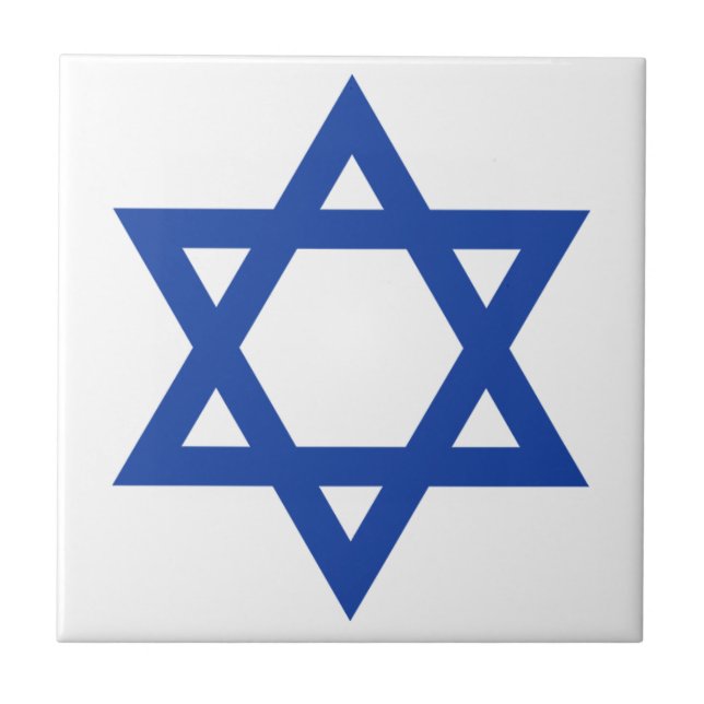 Blue Star of David Ceramic Tile (Front)