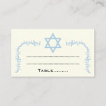 Blue Star of David damask Bat Mitzvah place card<br><div class="desc">Blue Star of David damask Bat Mitzvah place card,  featuring an elegant damask border and the Star of David in light blue on ivory background. Stylish and classic at the same time this design is perfect for a modern or traditional Bat Mitzvah.</div>