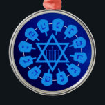 Blue Star Of David Hanukkah Metal Ornament<br><div class="desc">*Customise with your choice of background colour.</div>