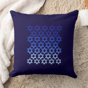 Blue Star of David Happy Hanukkah Jewish Holiday Cushion