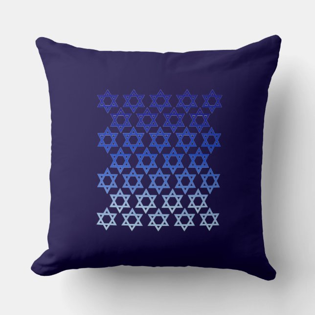 Blue Star of David Happy Hanukkah Jewish Holiday Cushion (Front)
