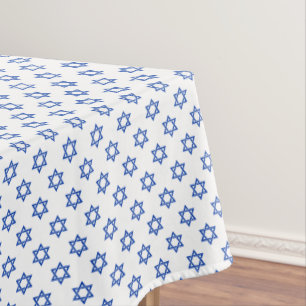 Blue Star of David on White Tablecloth