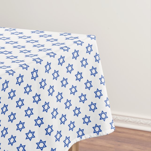 Blue Star of David on White Tablecloth (In Situ)