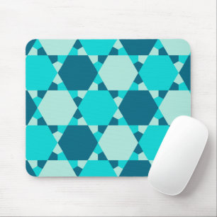 Blue Star of David Optical Illusion Pattern Mouse Pad