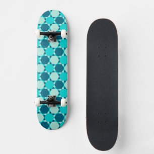 Blue Star of David Optical Illusion Pattern Skateboard