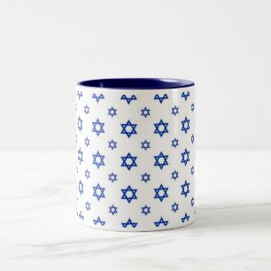 Blue Star of David Two-Tone Coffee Mug
