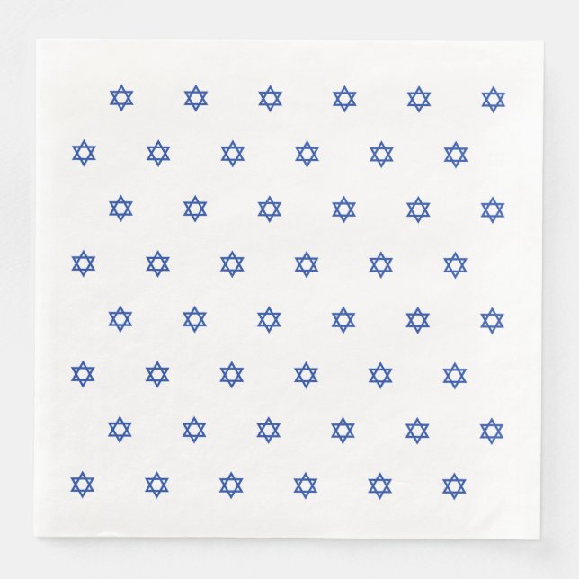 Blue Star of David White Napkin (Front)