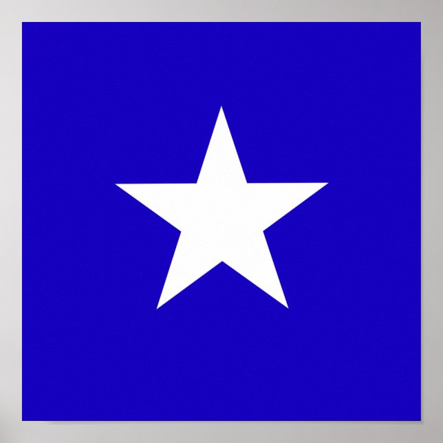 Blue star on white background poster (Front)