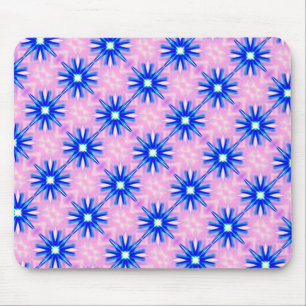 blue star pattern on pink mousepad