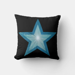 Blue Star printed throw pillow square black
