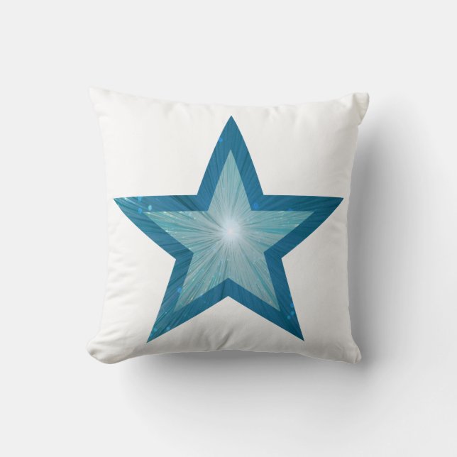 Blue Star printed throw pillow square white (Front)