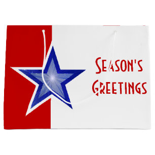 Blue Star Red Season's Greetings large Gift Bag