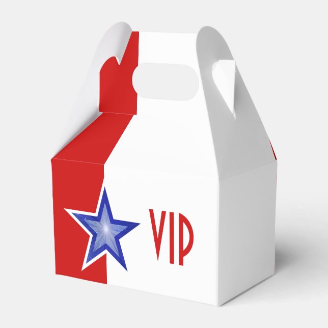 Blue Star Red VIP vertical favour box (Front Side)