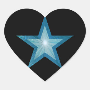 Blue Star sticker heart black