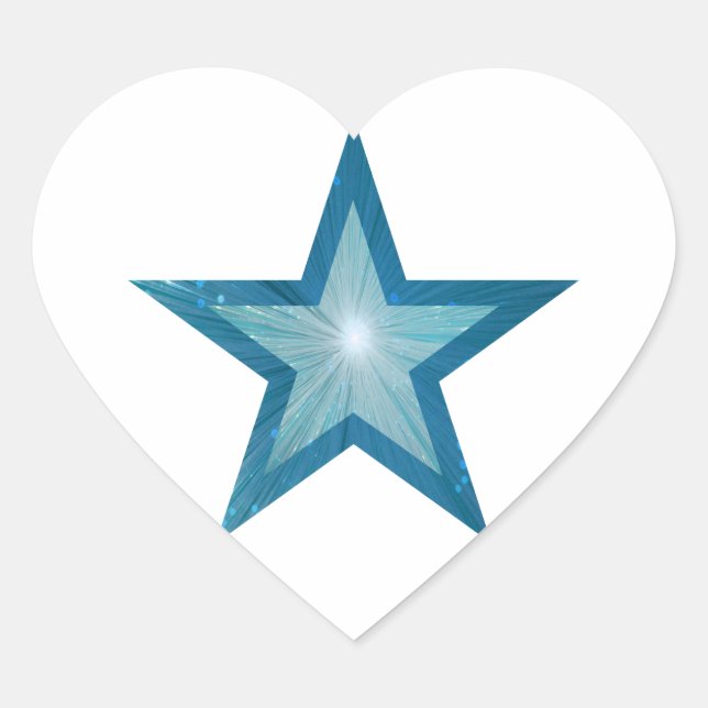 Blue Star sticker heart white (Front)