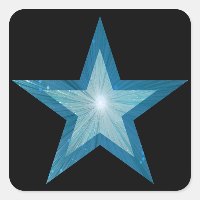 Blue Star sticker square black (Front)