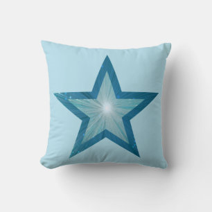 Blue Star 'Text' throw pillow square pale blue