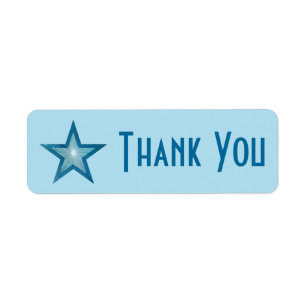 Blue Star 'Thank you' label small pale blue Return Address Label