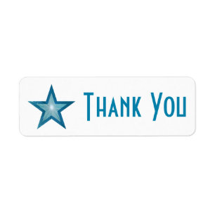 Blue Star 'Thank you' label small white Return Address Label