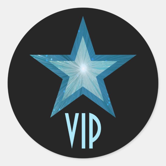 Blue Star VIP round sticker black (Front)