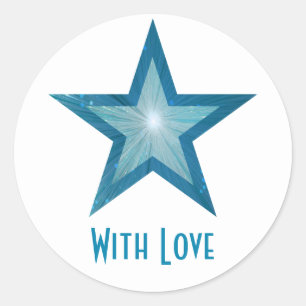 Blue Star 'With Love'' round sticker white