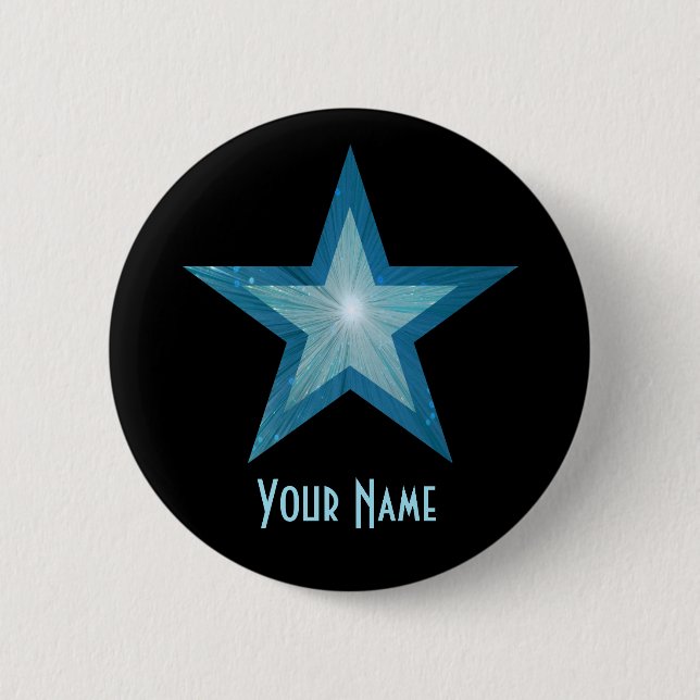 Blue Star 'Your Name' button black (Front)