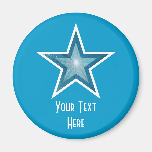 Blue Star 'Your Text' fridge magnet blue (Front)