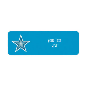 Blue Star 'Your Text' label small blue Return Address Label