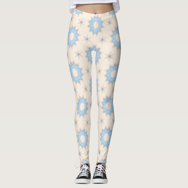 Blue Starburst Geometry Leggings (Front)