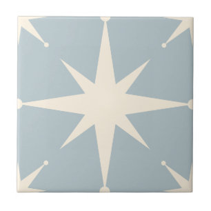 blue Starburst Mid Century Modern Vintage Ceramic Tile