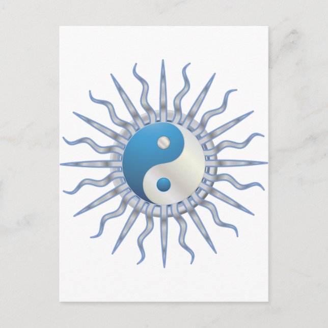 Blue Starburst Yin Yang Postcard (Front)