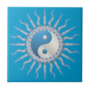 Blue Starburst Yin Yang Tile