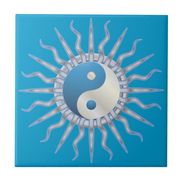 Blue Starburst Yin Yang Tile (Front)