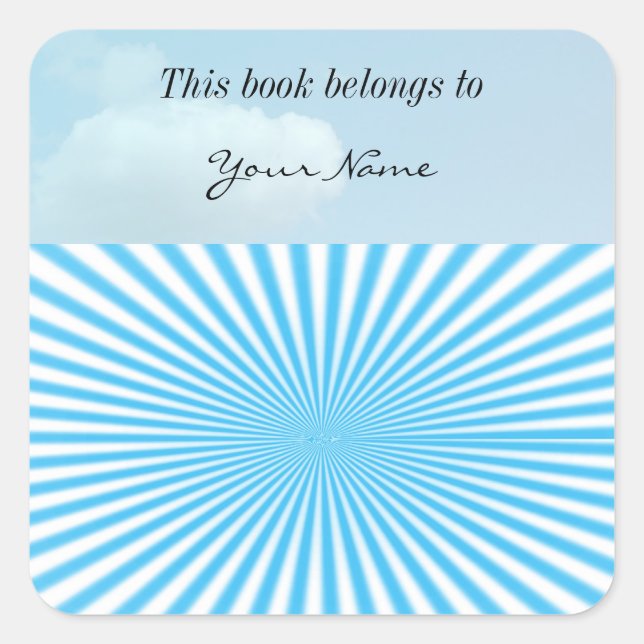 blue starbust cool design square sticker (Front)