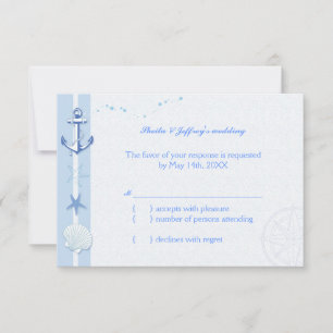 Blue Starfish & Anchor Nautical Wedding RSVP