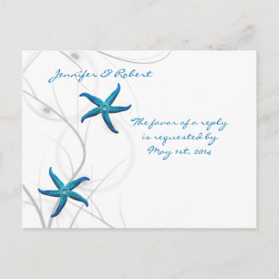 Blue Starfish and Silver Coral RSVP Postcard