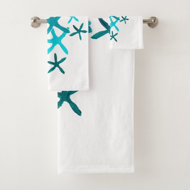 Blue Starfish Bath Towel Set (Insitu)