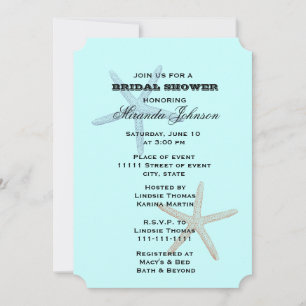 Blue Starfish Beach Bridal Shower Invitation