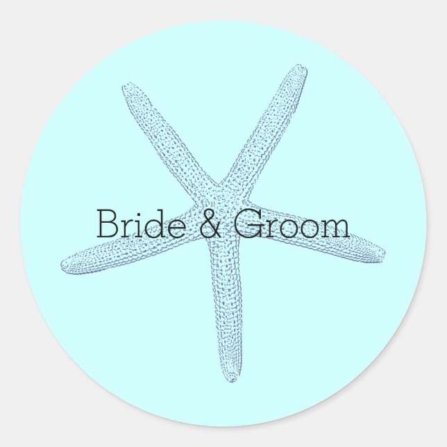 Blue Starfish Beach Classic Round Sticker (Front)