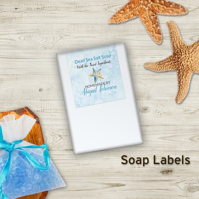 Blue + Starfish Beach-Themed Handmade Soap Labels (Creator Uploaded)