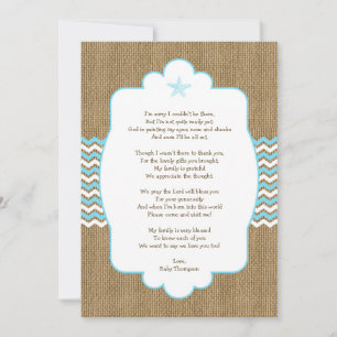 Blue Starfish boy baby shower thank you notes
