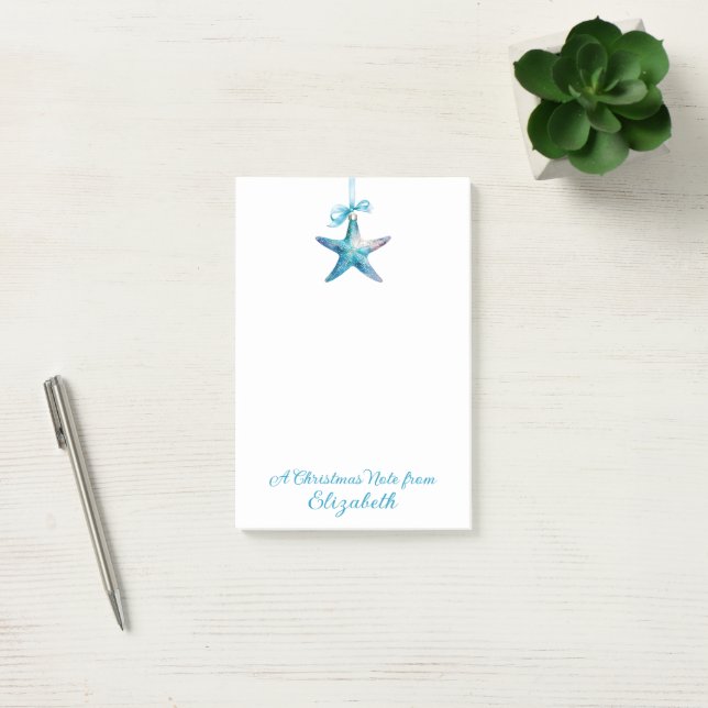 Blue Starfish Christmas Ornament Personalised Post-it Notes (Office)