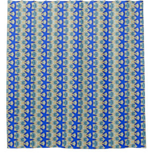 blue starfish geometric blue shower curtain