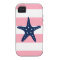 Blue Starfish on Pink Stripes