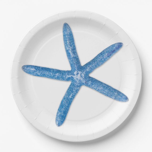 Blue Starfish Paper Plate (Front)
